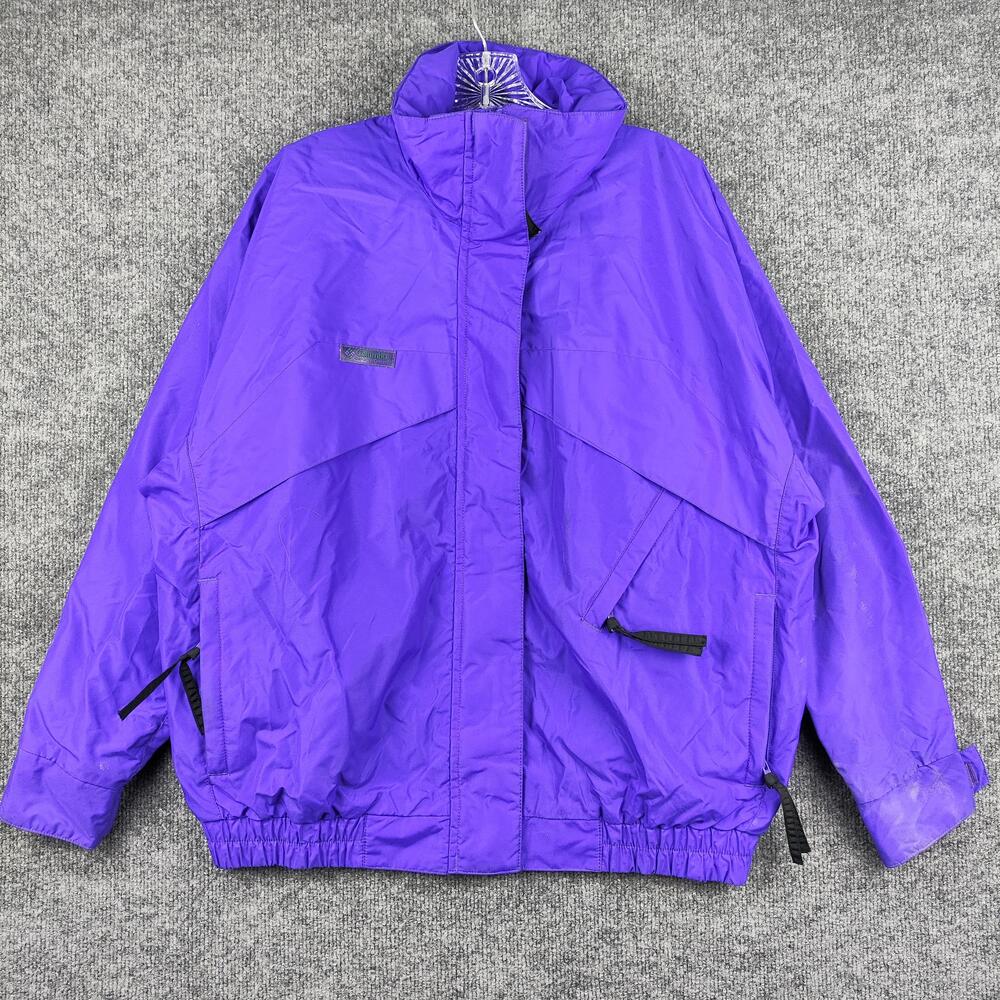 Columbia Jacket Womens Large Purple Whirlibird Ski Windbreaker Zip Pockets Nylon